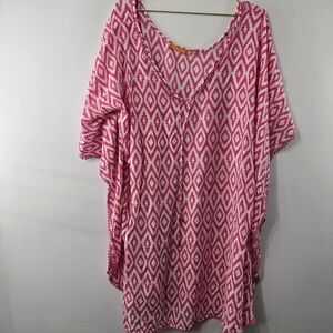 Oliphant Swim Cover Up Jingly Print Caftan Muuumuu Poncho Size M/L Swimsuit